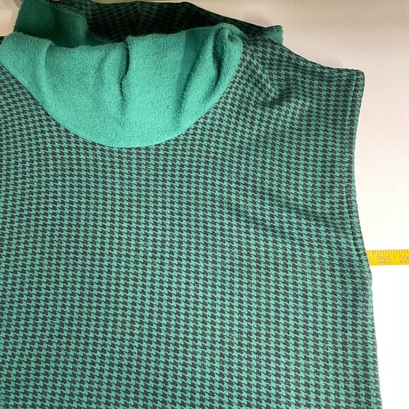 Bryn Walker Pike Poncho‎ Womens Small Green Houndstooth Cowl Neck Bamboo Fleece - Picture 13 of 14
